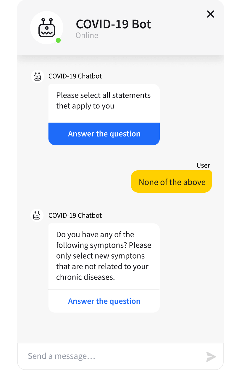 Covid-19 Risk Assessment Template - ready-tu-use ChatBot template widget