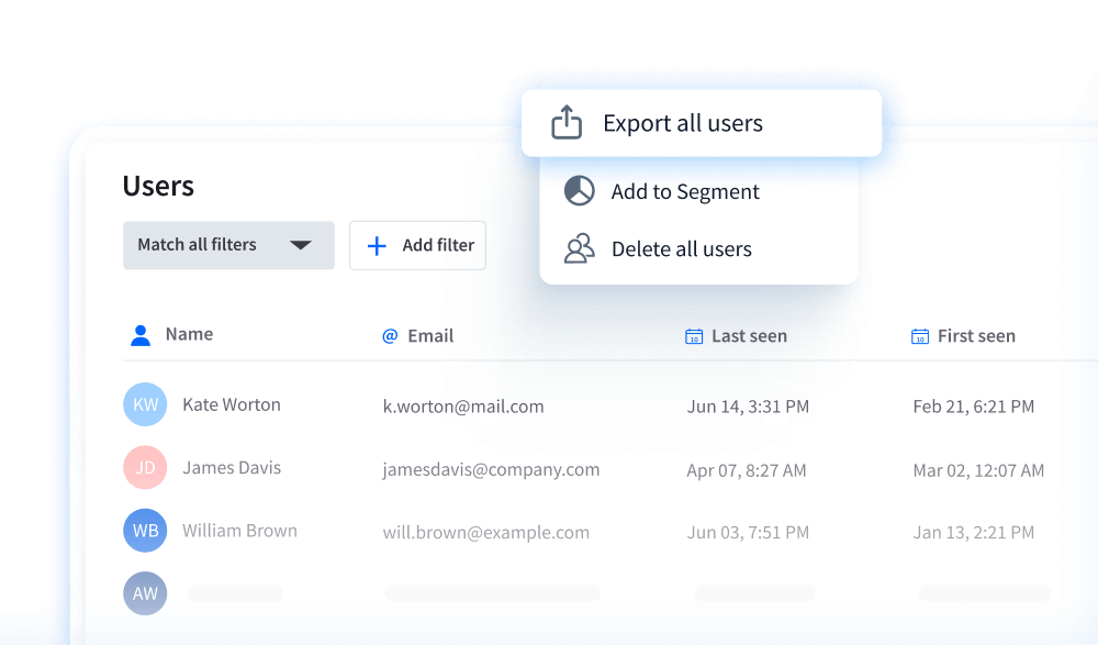 ChatBot platform's user export feature.