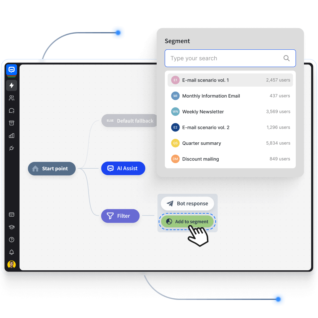 Segments in ChatBot's Visual Builder