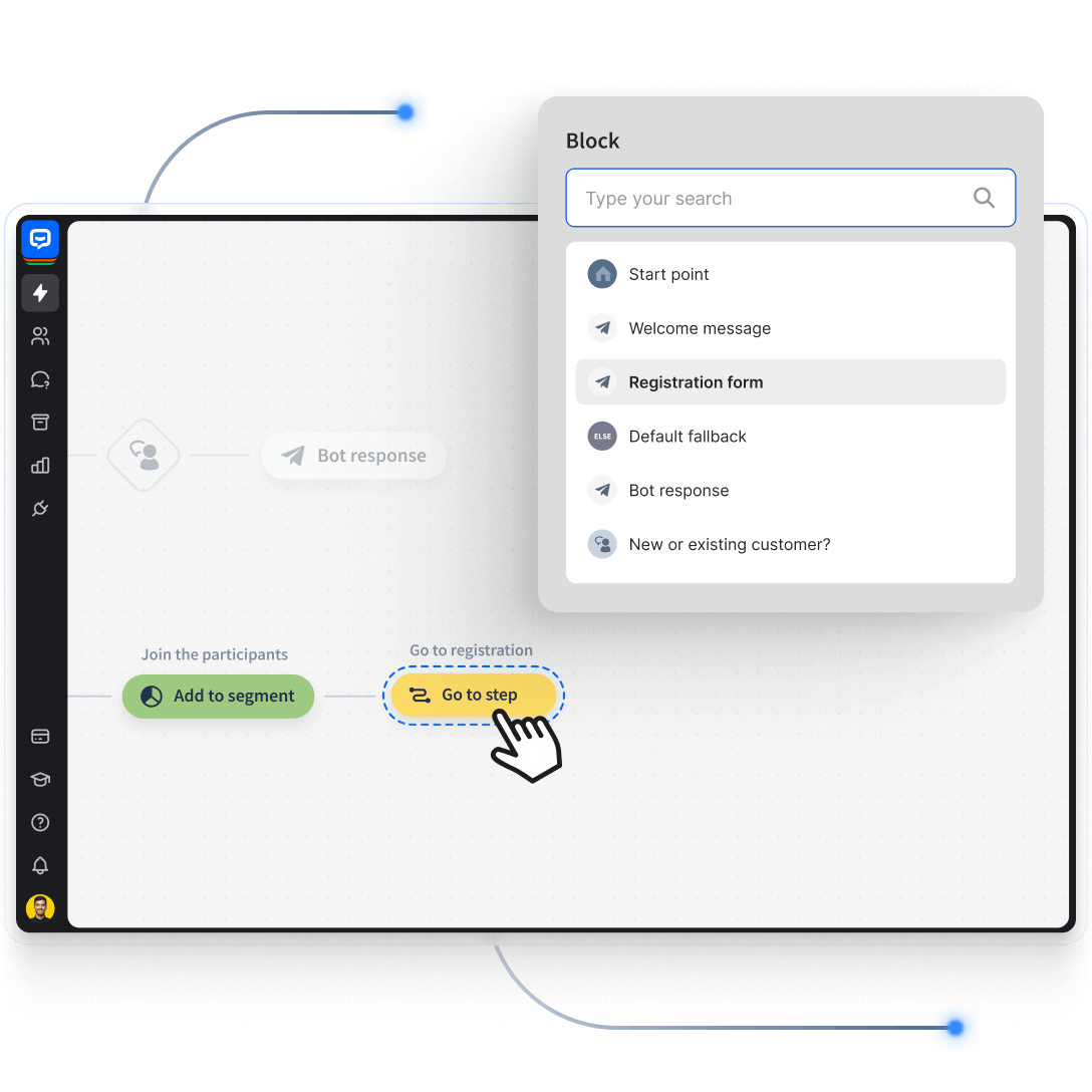 Go to step action in ChatBot's Visual Builder