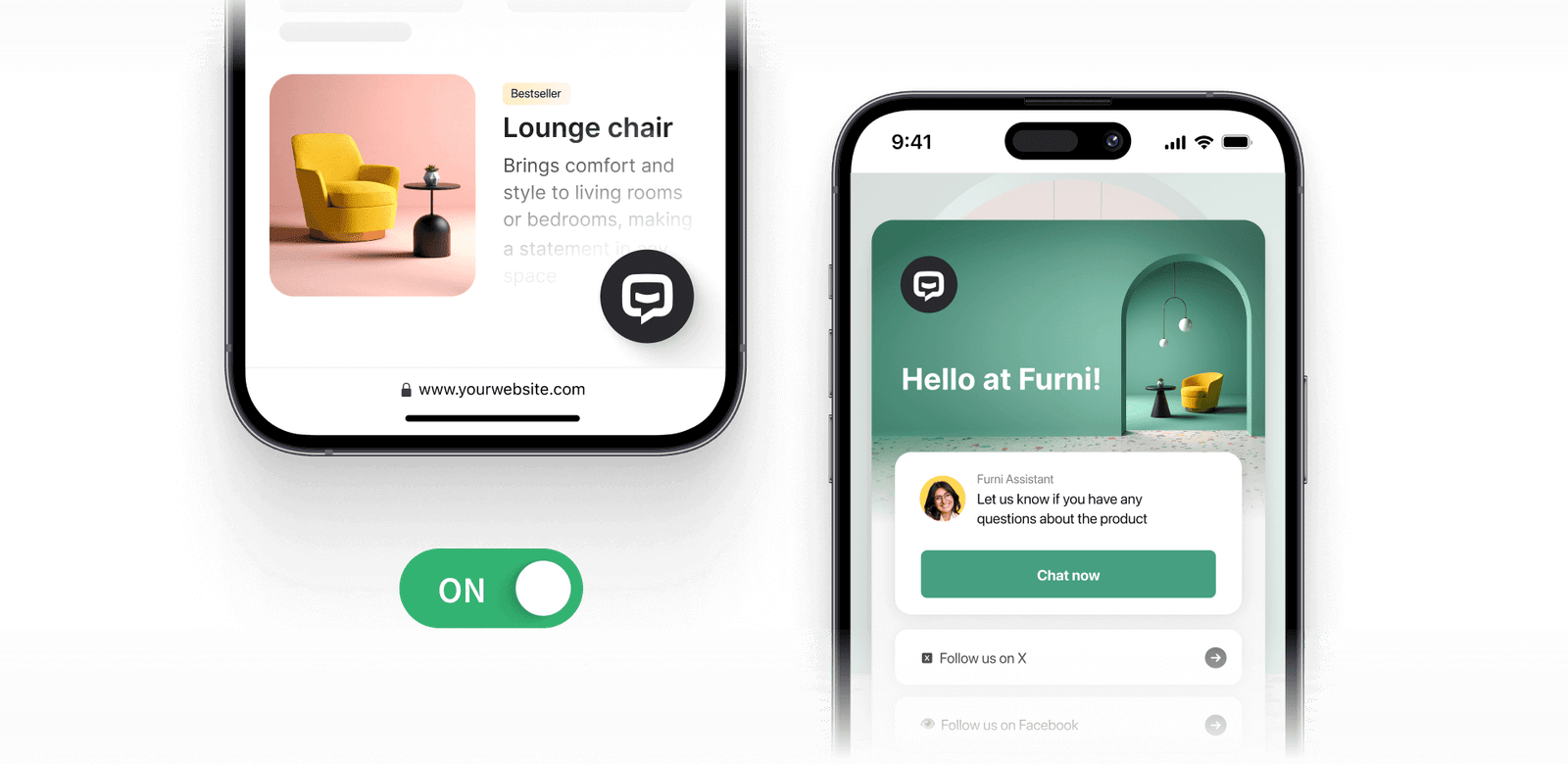Mobile view of the chatbot widget.